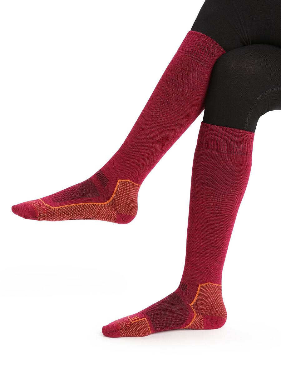 Chaussettes Icebreaker Merino Ski+ Ultralight Over the Calf Femme Rose | FR 1441TCEV